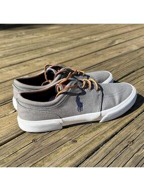 Polo Ralph Lauren Men's Faxon Low Grey Canvas Sneaker Size 10